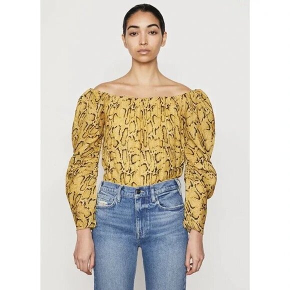 Frame Off the Shoulder Billow Top in Python Multi - Picture 3 of 12